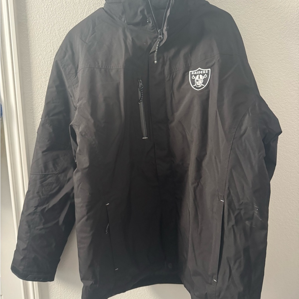 Raiders cutter and buck heavy rain jacket